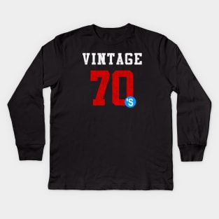 vintage 1970 back print on tshirt Kids Long Sleeve T-Shirt